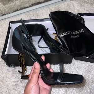 Yves Saint Laurent Black Heels with YSL Metallic Heel
